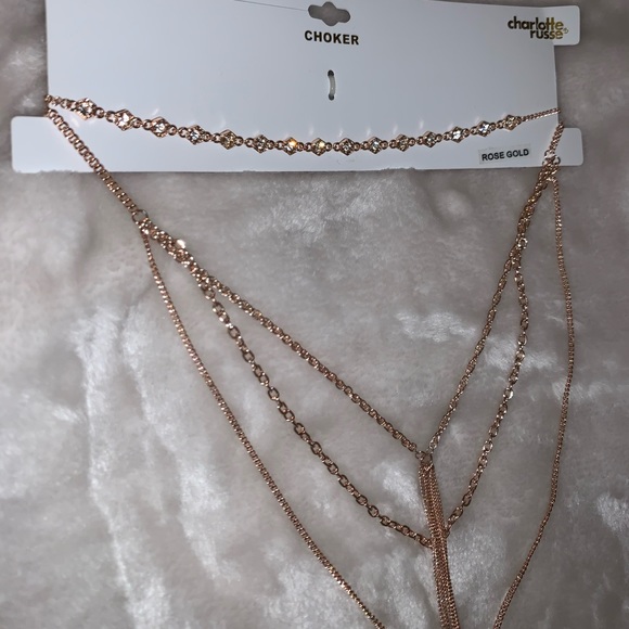 Rose Gold Triple Layer Choker Necklace - Picture 2 of 2